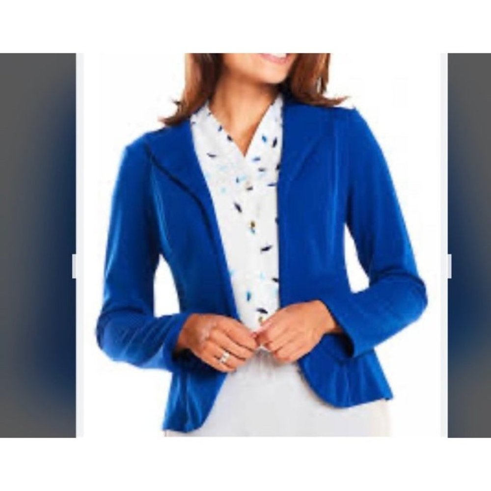 Blazer royal blue peplum sweater jacket